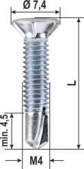 Drill screw with ribs, countersunk head, metric thread, various dimensions 