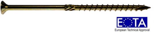 Holzbauschraube Senkkopf, TX10 mit Fräsrippen, verzinkt gelb chromatiert 3x20 ( 550 ST ) 