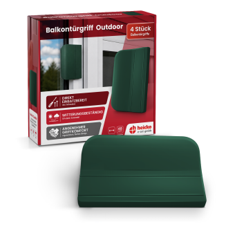 4 x Balkontürgriff/moosgrün/Kunststoff Eckig - Ziehgriff - 48 mm Lochabstand - Zugkraft 60 kN - RAL 6005 70x45x12 mm ( 1 SET ) moosgrün, RAL 6005 | 4 Stück